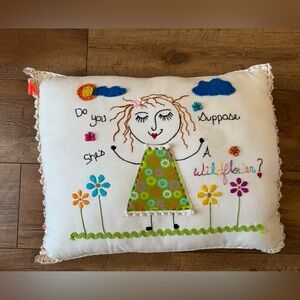 Hand stitched pillow.
